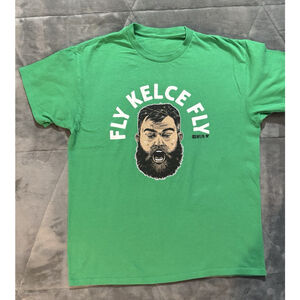 Jason Kelce New Heights Kelly Green FLY KELCE FLY Short Sleeve Shirt Medium